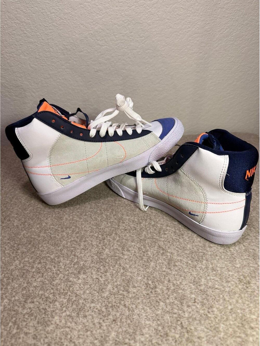 Nike Blazer Mid ’77 Jumbo GS FQ7433-100 Kids Size 6Y White Orange Navy - Picture 5 of 7